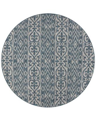 LR Home Lr Home Transitional Ikat Indoor/Outdoor Performance Round Area Rug