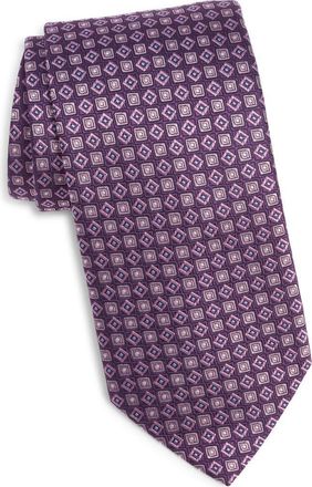 Canali Geometric Medallion Silk Jacquard Tie in Purple at Nordstrom