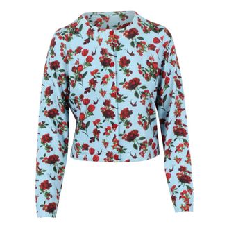 Alice & Olivia Alice + Olivia, Cardigans, female, Blue, Size: L Rose-print Cardigan