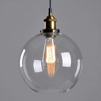 OEM L&aacute;mpara Colgante Vintage Industrial De Cristal Con Acabado Met&aacute;lico, Bola De Cristal Transparente, Pantalla Redonda, L&aacute;mpara Colgante Retro, L&aacute;mpara D