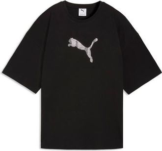 Puma Essentials Bedazzled Rhinestone Embellished Cotton Graphic T-Shirt in Puma Black at Nordstrom, Size X-Small