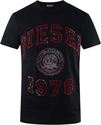 Diesel Mens Diesel Large Design Black T-Shirt - Size: 46
