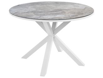 Beliani Mesa de jard&iacute;n 120 cm 120 cm vidrio gris oscuro