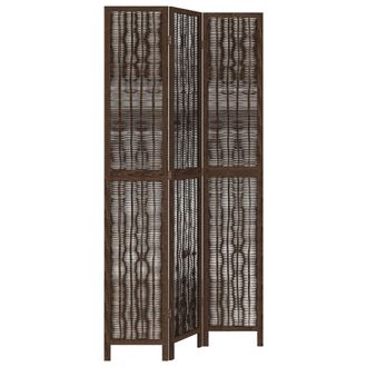 vidaXL Biombo Separador De 3 Paneles Madera Paulownia Marr&oacute;n Oscuro Vidaxl