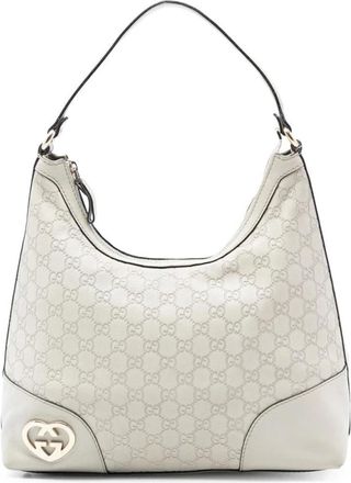 Gucci Pre-owned Shoulder Bags, female, White, Size: ONE SIZE Pre-owned Vintage Monogram Leather Hobo Shoulder Bag