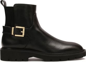 Kazar Klassieke leren laarzen op een platte zool - Dames - Veterlaarzen - Zwart - 35 EU - Leer - Schoenen