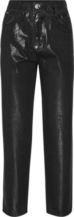 Philipp Plein Gecoate Denim Broek Mom Fit - Dames - Loose Fit Jeans - Zwart - W25 - Denim - Jeans
