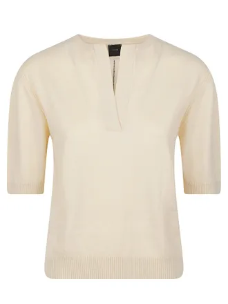 Pinko Varsavia Short-Sleeve Ribbed V-Neck Sweater