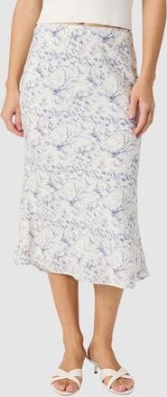 All in Favor Floral Bias Cut Midi Skirt in Cream Blue Toile at Nordstrom Rack, Size Small