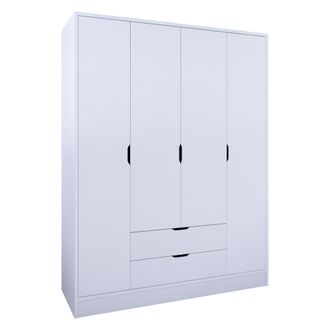Dmora Armario Grande Padre, Ropero Dormitorio, 9 Estantes, 2 Cajones, 140x182h Cm Blanco