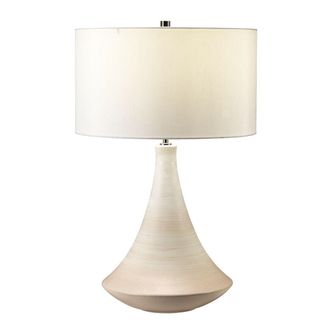 Loops Table Lamp Matt Cream Pink Wash Cream Faux Silk Cylindrical Shade LED E27 60W