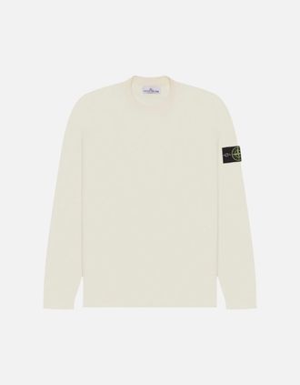 Stone Island Mens Stone Island Light Raw Organic Cotton Ivory Knitwear Sweatshirt - Cream - Size: 42