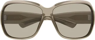 Gucci Rectangle Full Rim Sunglasses - Beige