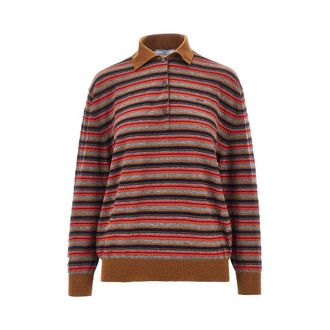 Prada Striped cashmere polo shirt Woman 36