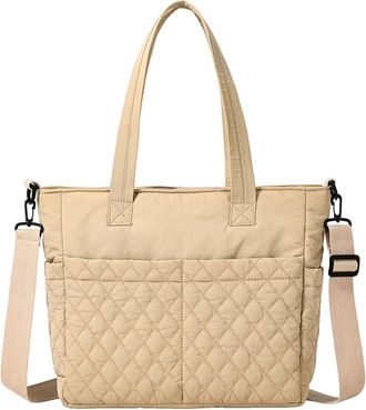 Generic Kexpery Womens Quilted Cotton Handbag with Adjustable Shoulder Strap Tote Crossbody Bag for Office Shopping Travel