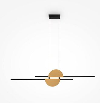 Maytoni Maytoni Skyline Lámpara de techo colgante moderna de barra, color negro, 4000 K, 800 lm, pantalla de latón