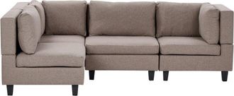 Beliani Modular Corner Sofa 4 Seater UNSTAD Fabric Brown Right Hand