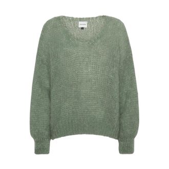 Americandreams Stoffige groene Amerikaanse dromen Milana Mohair gebreide trui - Dames - Ronde hals truien - Groen - XL - Wol - Truien & Vesten
