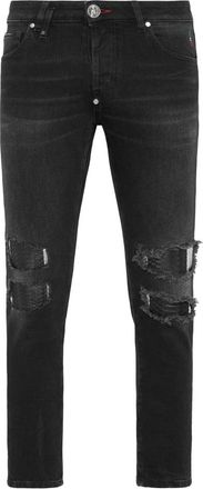 Philipp Plein Denim Broek Skinny Fit met Python Inzetstukken - Heren - Slim Fit Jeans - Zwart - W30 - Denim - Jeans
