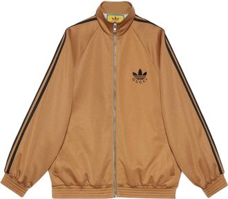 Gucci (WMNS) Gucci x adidas Cotton Jersey Zip Jacket Beige Black 712952-XJEGU-2177