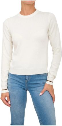 Marella Rondgebreide Top met Ronde Hals - Dames - Ronde hals truien - Wit - M - Wol - Truien & Vesten