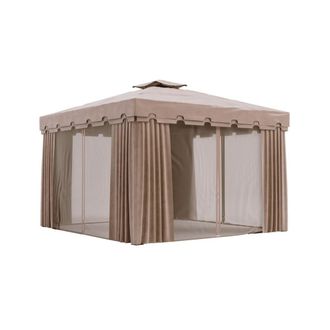 Mobili Rebecca Cenador de jard&iacute;n 3x3 con laterales y mosquitera marr&oacute;n claro