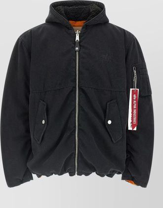 Purple reversible padded bomber jacket