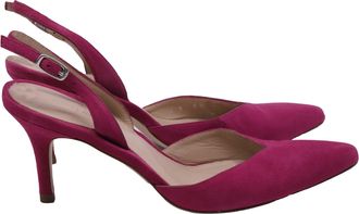 Stuart Weitzman Pointed-Toe Slingback Heels in Pink Suede
