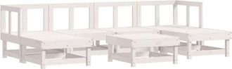 vidaXL 7 Piece Garden Lounge Set White Solid Wood Pine vidaXL