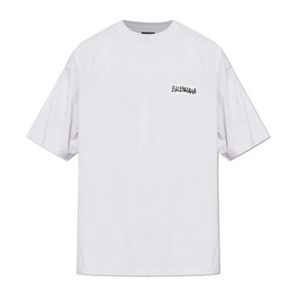 Balenciaga T-Shirts, male, Gray, Size: L T-shirt with Vintage Effect