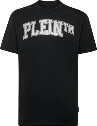Philipp Plein T-shirt Ronde Hals SS met Kristallen - Heren - T-shirts - Zwart - 4XL - Katoen - Tops