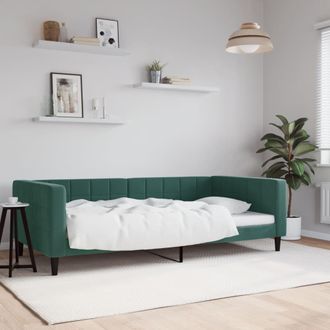 vidaXL Sof&aacute; Cama Sin Colch&oacute;n Terciopelo Verde Oscuro 100x200 Cm Vidaxl