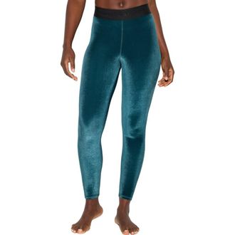 Spiritual Gangster Addison High Waist Velour Leggings in Midnight Teal at Nordstrom, Size X-Small