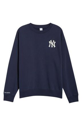 Sporty & Rich Gender Inclusive Heritage Yankees Serif Fleece Sweatshirt in Dark Navy at Nordstrom, Size X-Large