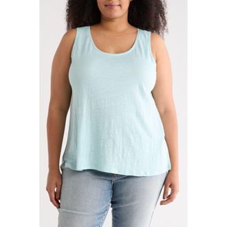 Eileen Fisher Scoop Neck Organic Linen Tank in Clear Water at Nordstrom Rack, Size 1X