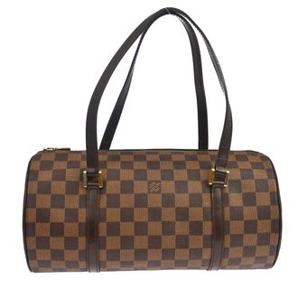 Louis Vuitton Papillon Handbag Damier Brown Canvas Handbag (Pre-Owned)