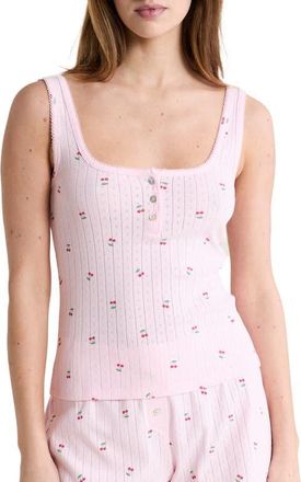 Etam Katell Pointelle Cotton Pajama Tank in Imp Fond Rose at Nordstrom, Size X-Small
