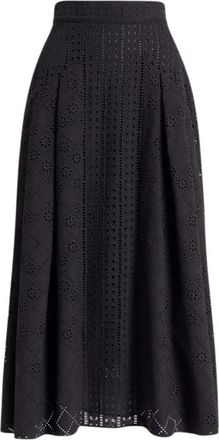 Alberta Ferretti Sangallo Guipure Rok - Dames - Midirokken - Zwart - XL - Katoen - Rokken
