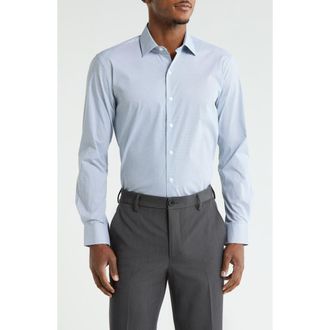DKNY Slim Fit Mini Cross Print Stretch Dress Shirt in White Navy at Nordstrom Rack, Size 16.5 - 34/35