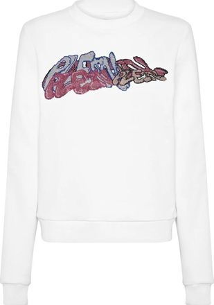 Philipp Plein Rondnektrui met Bombing Graffiti - Dames - Sweatshirts - Wit - M - Katoen - Hoodies & sweatvesten