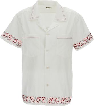 Bode White Cherry Lane Embroidered Shirt