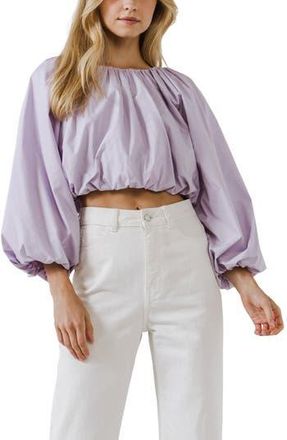 English Factory Crop Blouson Sleeve Top in Lavender at Nordstrom Rack, Size Medium