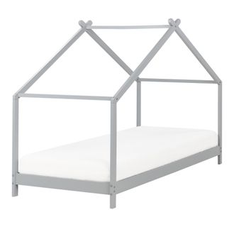 Beliani Beliani - Cama Infantil Con Dosel Y Somier De Madera De Pino Gris 90 X 200 Cm Orlu