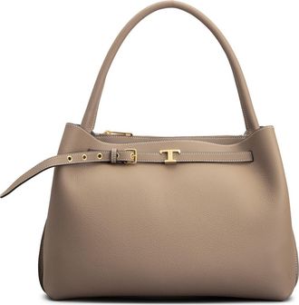 Tod's Small T Timeless Leather Top Handle Bag in Creta Chiaro at Nordstrom