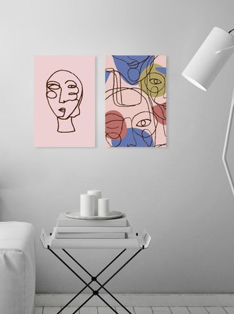 Queence Bild »Tré« Abstrakt Figuren Gemälde Gesicht Kunst Modern 1 Stk. tlg. HD Premium Poster-Druck inkl. Holzrahmen