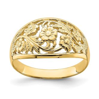 Diamond2Deal 14k Yellow Gold Floral Dome Ring