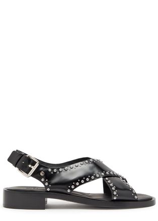 Churchs Churchs Remi Stud-embellished Glossed Leather Sandals - Black - 37 (IT37 / UK4)