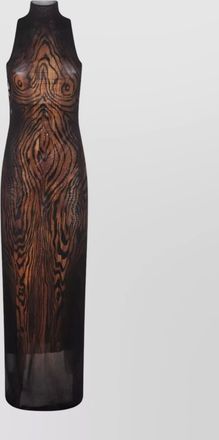 Jean Paul Gaultier long printed wood double layer dress