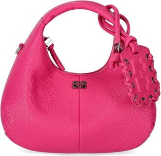 Ganni Mini Hobo Handtas - Dames - Handtassen - Roze - ONE Size - Leer - Tassen