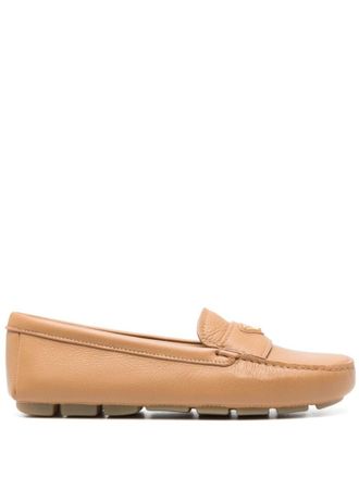 Prada Tan Logo Loafers